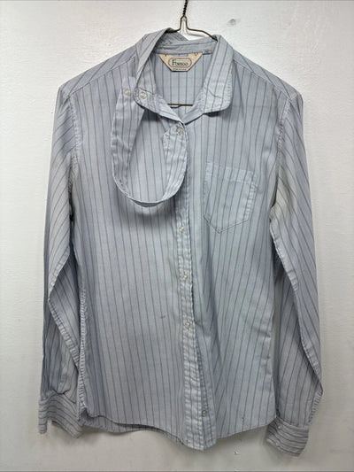 New Women’s Forego Blue Stripe Long Sleeve Button Up Size 36 LL-31