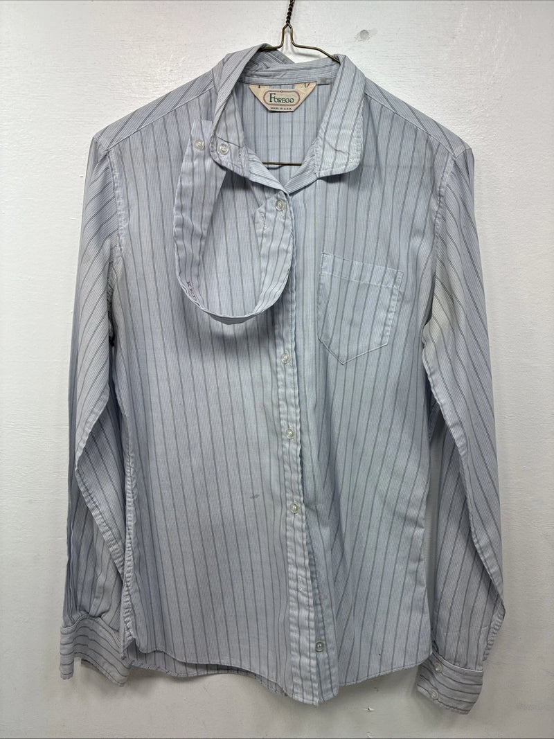 New Women’s Forego Blue Stripe Long Sleeve Button Up Size 36 LL-31