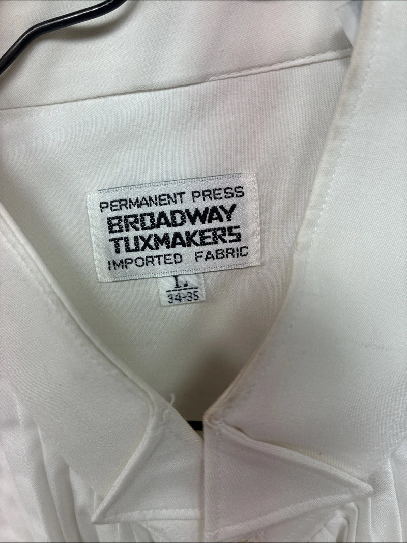 New Broadway TuxMakers White Long Sleeve Button Up English Shirt Large TT-42