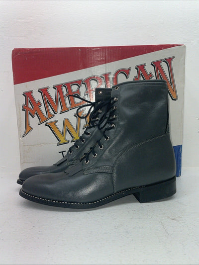 New Men’s Gray Lace Up American West Cowboy Boots. 6999 12 E W. 9-57