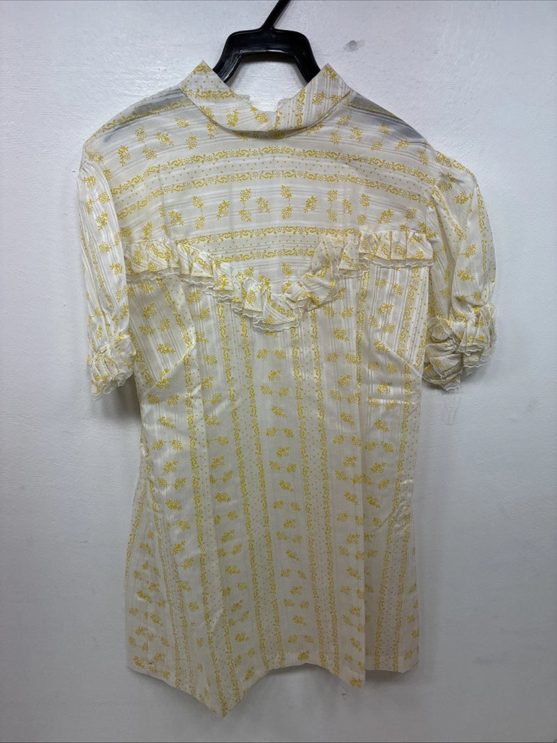 New Women’s Panhandle Slim White Yellow Design Short Sleeve Half Zip 40 YY-109