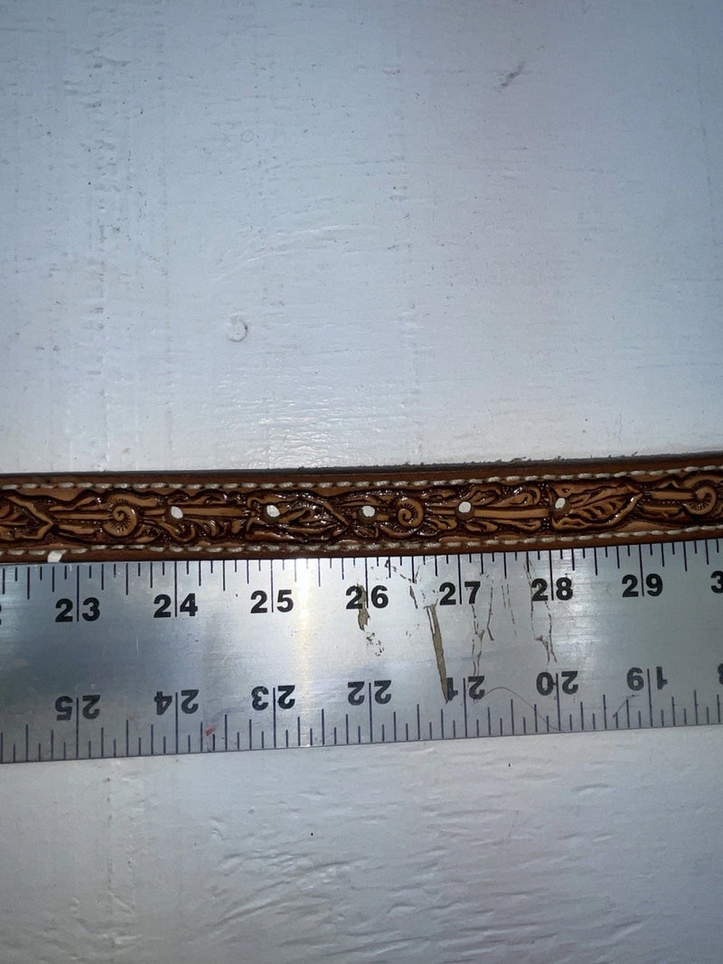 New Brown Genuine Leather Tooled 26” Belt #102 NN-63 