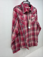 New Women’s Cumberland Pink Plaid Long Sleeve Pearl Snap XL GG-29