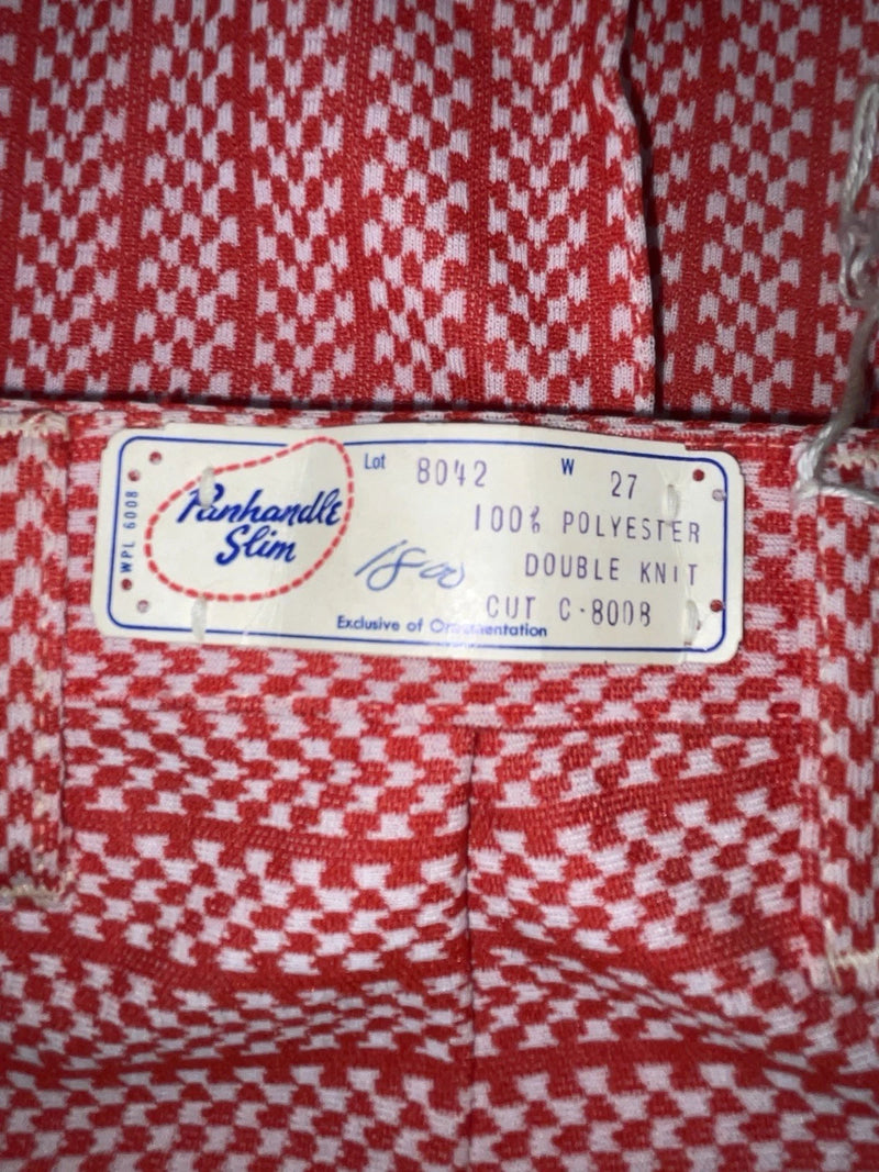 New But Age Red Checkered Panhandle Slim Polyester Pants #8042 VV-70