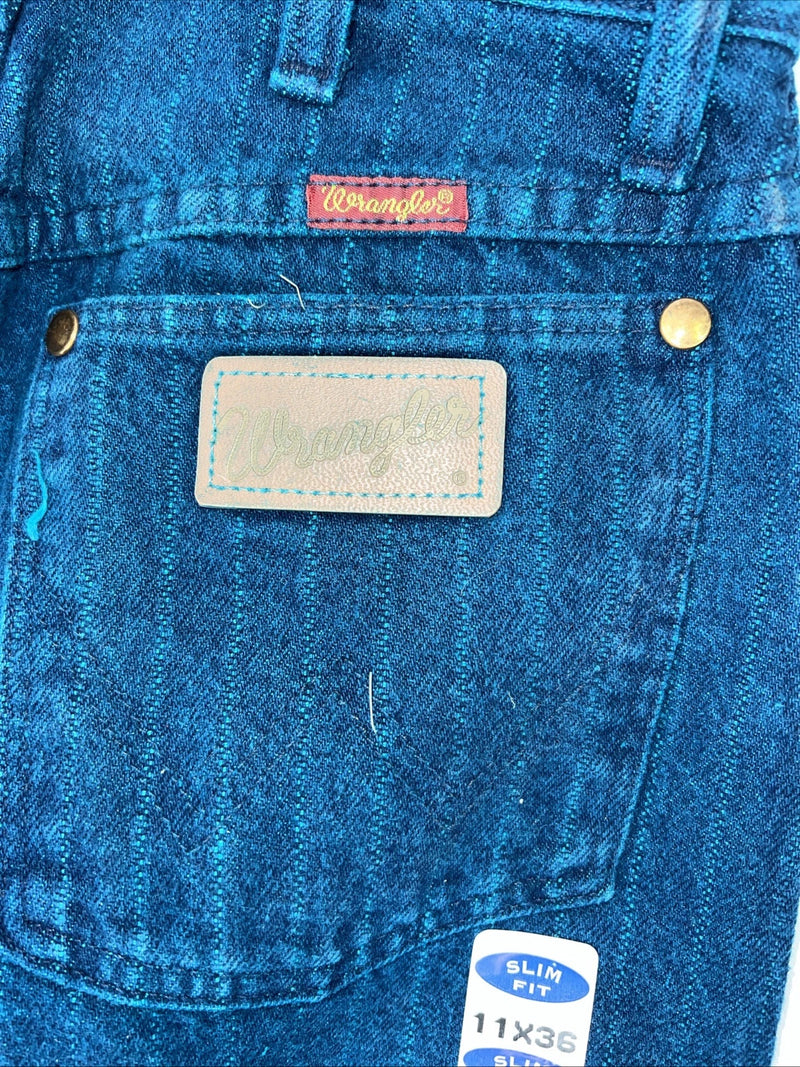 New Women’s Blue Stripped Wrangler Slim Fit Denim Jeans. 11x36 O-13