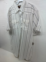 New Men’s Panhandle Slim White Stripe Long Sleeve Pearl Snap 18 2XL AA-115
