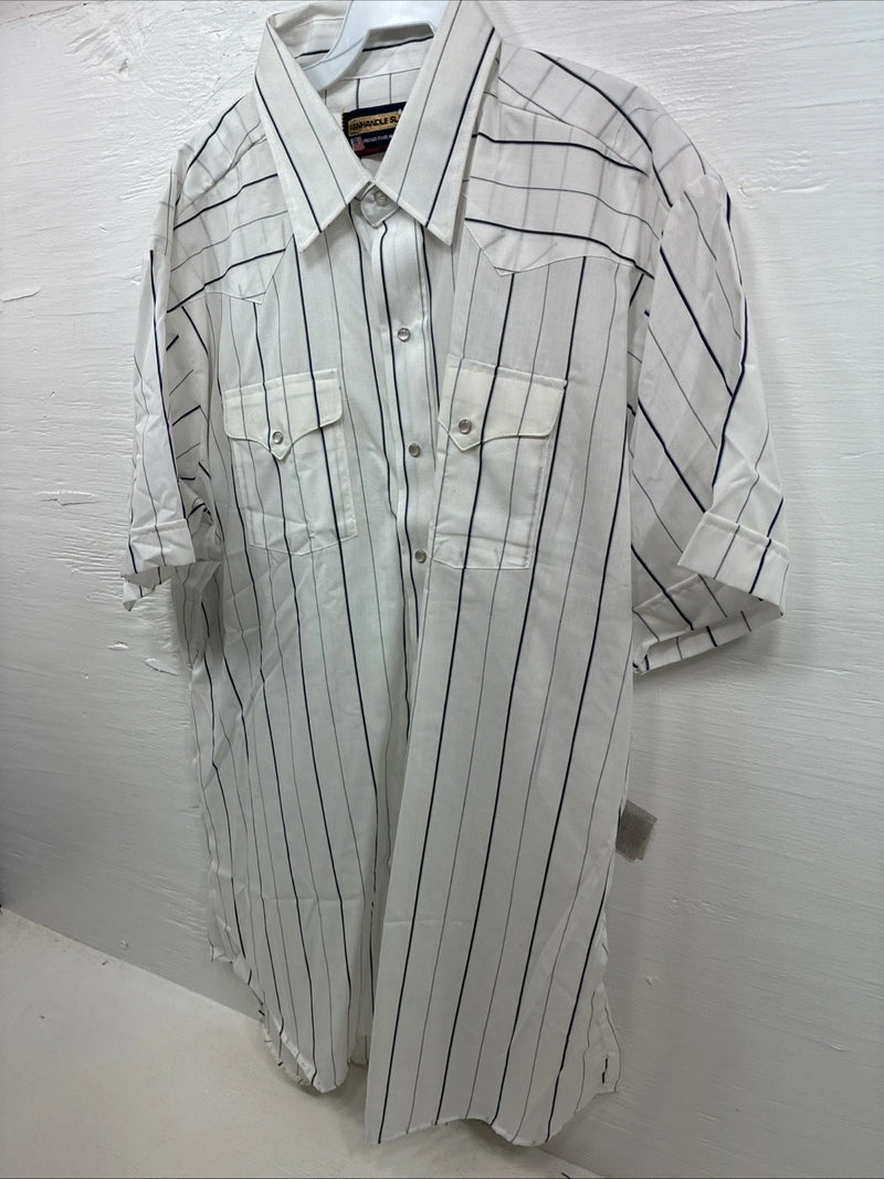 New Men’s Panhandle Slim White Stripe Long Sleeve Pearl Snap 18 2XL AA-115