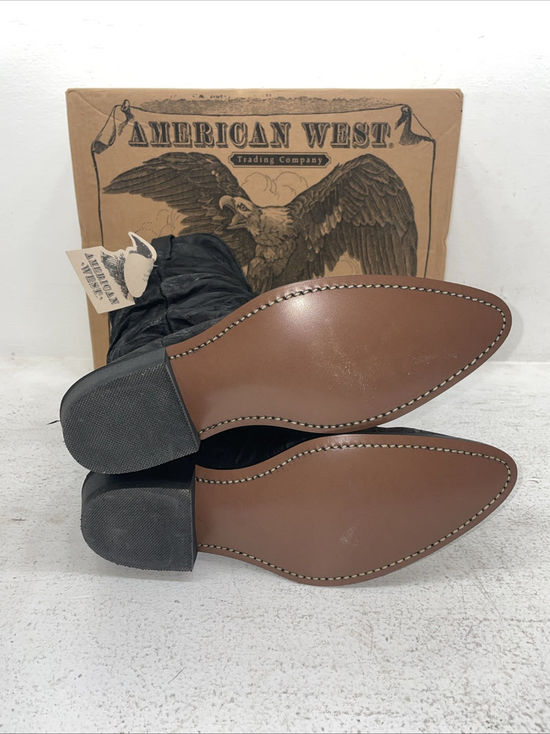 New Men’s Black American West Cowboy Boots. 6801 9 D. 3-82