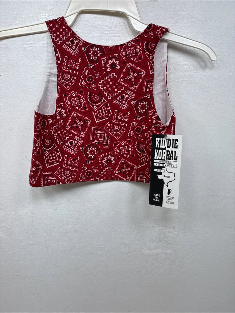 New Kids Kiddie Korral Red Western Design Sleeveless Vest Size Small YY-34