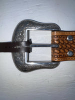 New Brown Genuine Leather Nocona Silver Bling Tooled 28” Belt #N2463448 NN-12