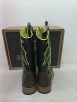 New Youth Brown DBL Barrel Cowboy Boots. 4475802 5.5 5 1/2. 2-100