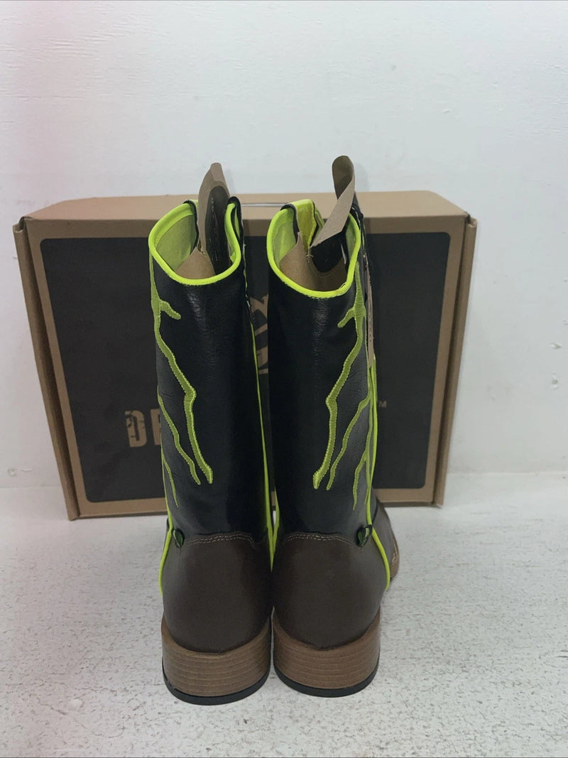 New Youth Brown DBL Barrel Cowboy Boots. 4475802 5.5 5 1/2. 2-100