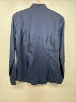 New Women’s H Bar C Blue Long Sleeve Pearl Snap English Shirt Size 30 TT-123
