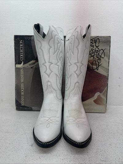 New Women’s White Kenny Roger’s Cowboy Boots. 50507 9.5 9 1/2 D. 5-37