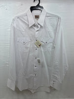 New Men’s ELY Cattleman White Long Sleeve Pearl Snap 16.5 X 36 Large CC-38