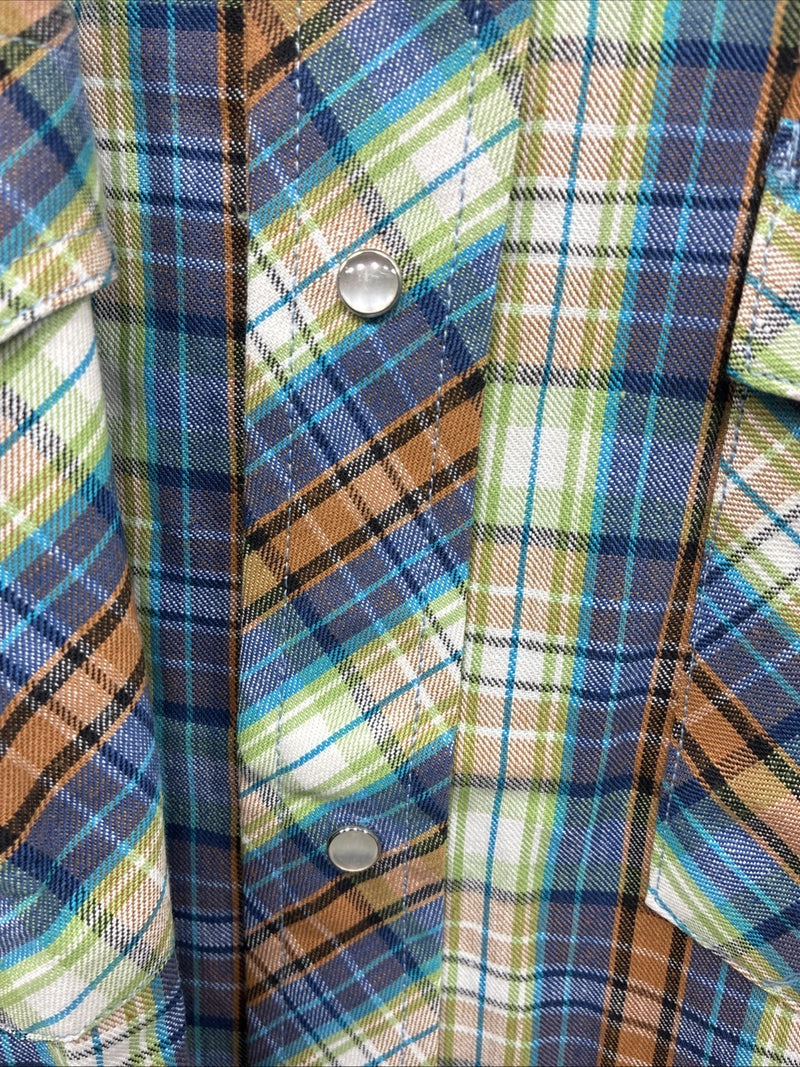 New Men’s Champion Westerns Multicolor Plaid Long Sleeve Pearl Snap Small O-33