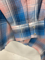 New Women’s Cumberland Pink Blue Plaid Long Sleeve Pearl Snap 2XL GG-80