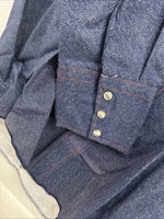 New Men’s Karman Blue Jena Long Sleeve Pearl Snap 15 Medium AA-75