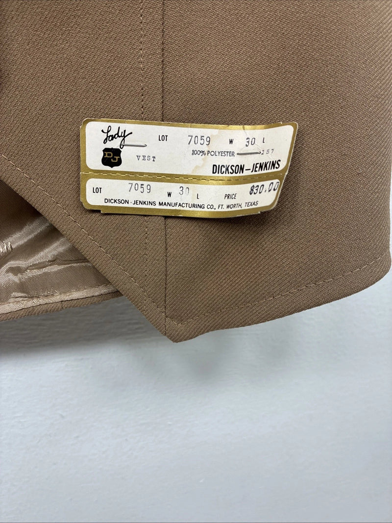 New Women’s Dickson Jenkins Tan Button Up Vest Size 30 TT-127