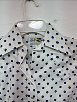 New Women’s Dickson Jenkins Blue Polkadot Long Sleeve Pearl Snap Size 30 MM-58