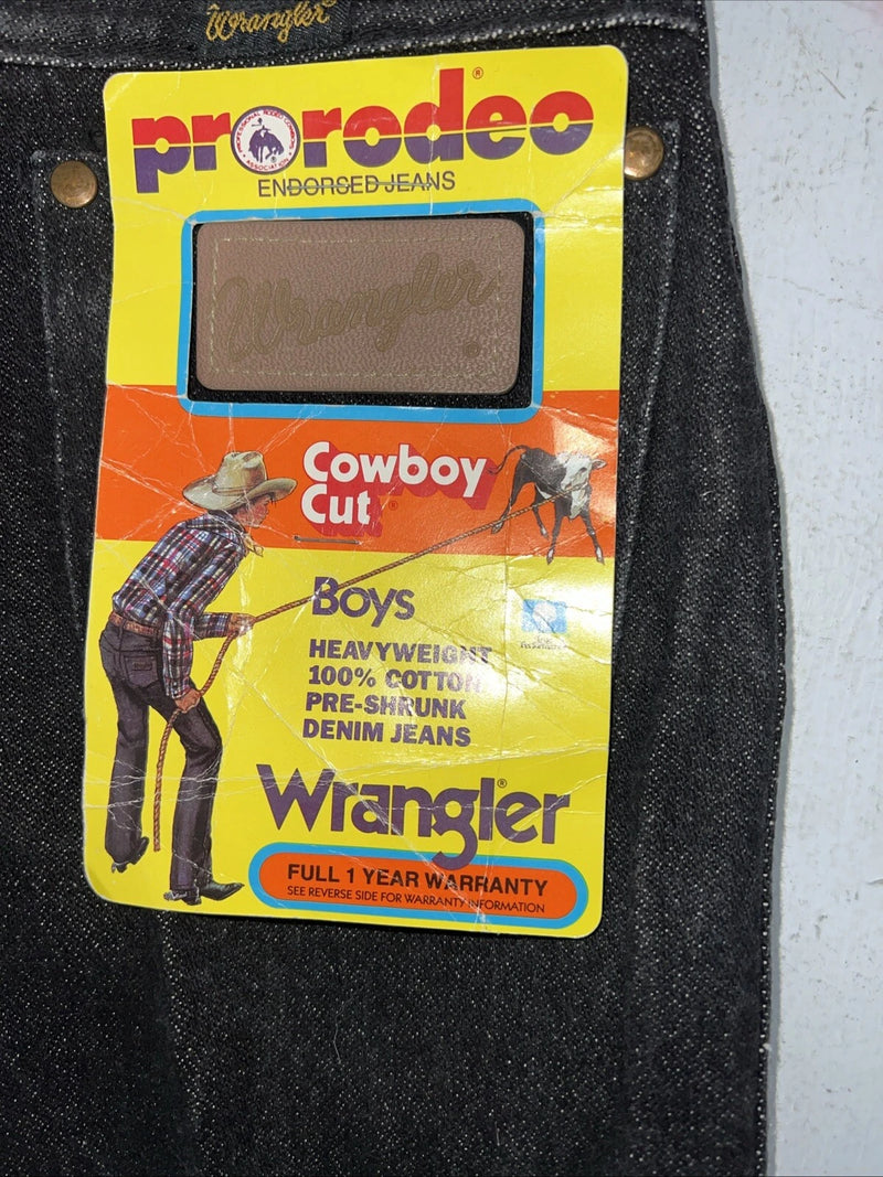 New Boys Black Wrangler Pro Rodeo Cowboy Cut Denim Jeans. 11/23 1/2 C-4