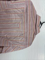 New Men’s Tem Tex Pink Multicolor Stripe Long Sleeve Pearl Snap 16 Large M-27