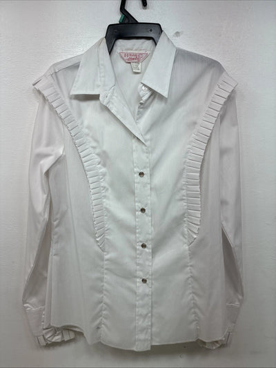 New Women’s H Bar C White Long Sleeve Pearl Snap Size 38 YY-115