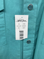 New Men’s White Horse Teal Long Sleeve Pearl Snap XL R-57