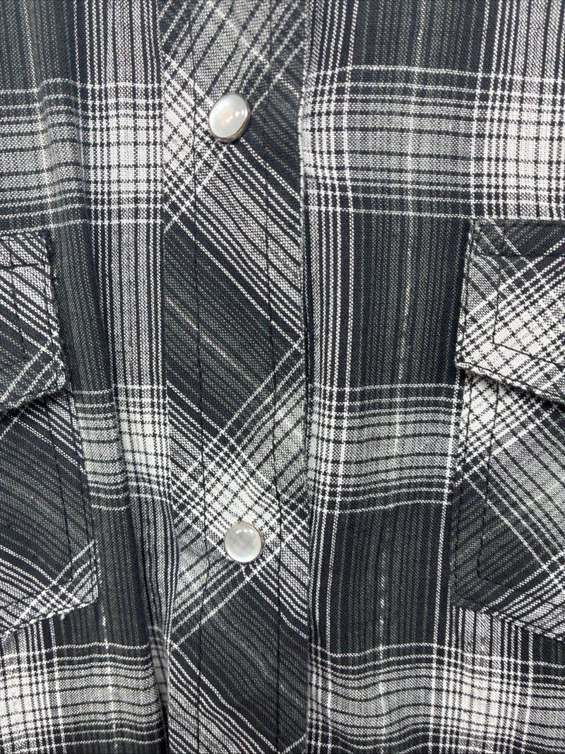 New Women’s Cumberland Black Plaid Long Sleeve Pearl Snap 2XL GG-12