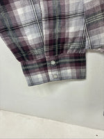 New Women’s Cumberland Purple Plaid Long Sleeve Pearl Snap 2XL KK-78