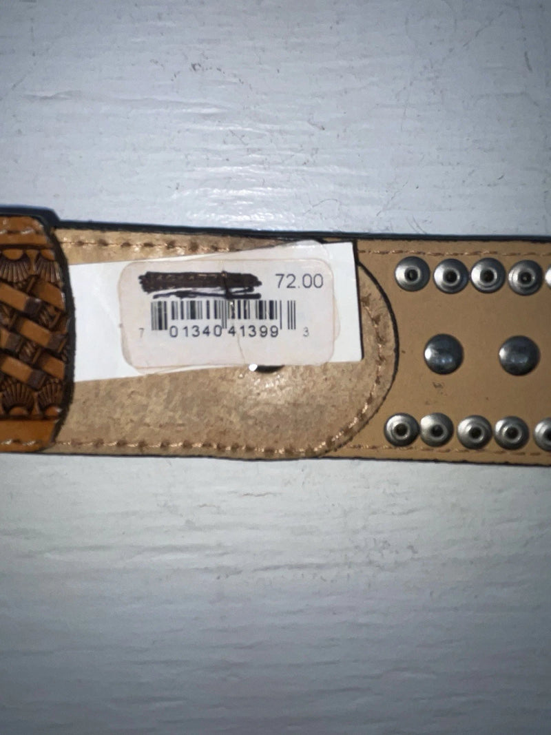 New Brown Genuine Leather Nocona Silver Bling Tooled 28” Belt #N2463448 NN-12