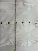 New Women’s Denim Jeans White Short Sleeve Button Up Large MM-136