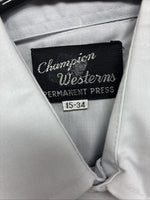 New Men’s Champion Western Gray Plaid Long Sleeve Pearl Snap 15 Medium AA-76