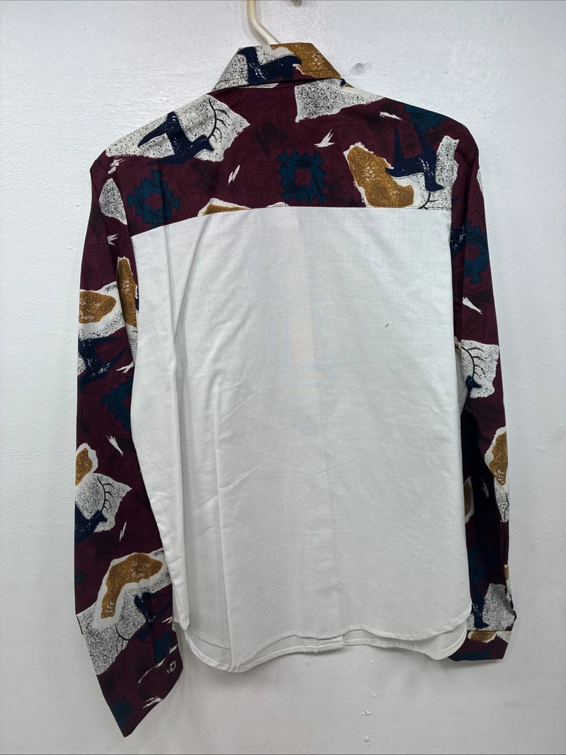 New Women’s Cowboy Threads White Designed Long Sleeve Button Up Medium YY-98