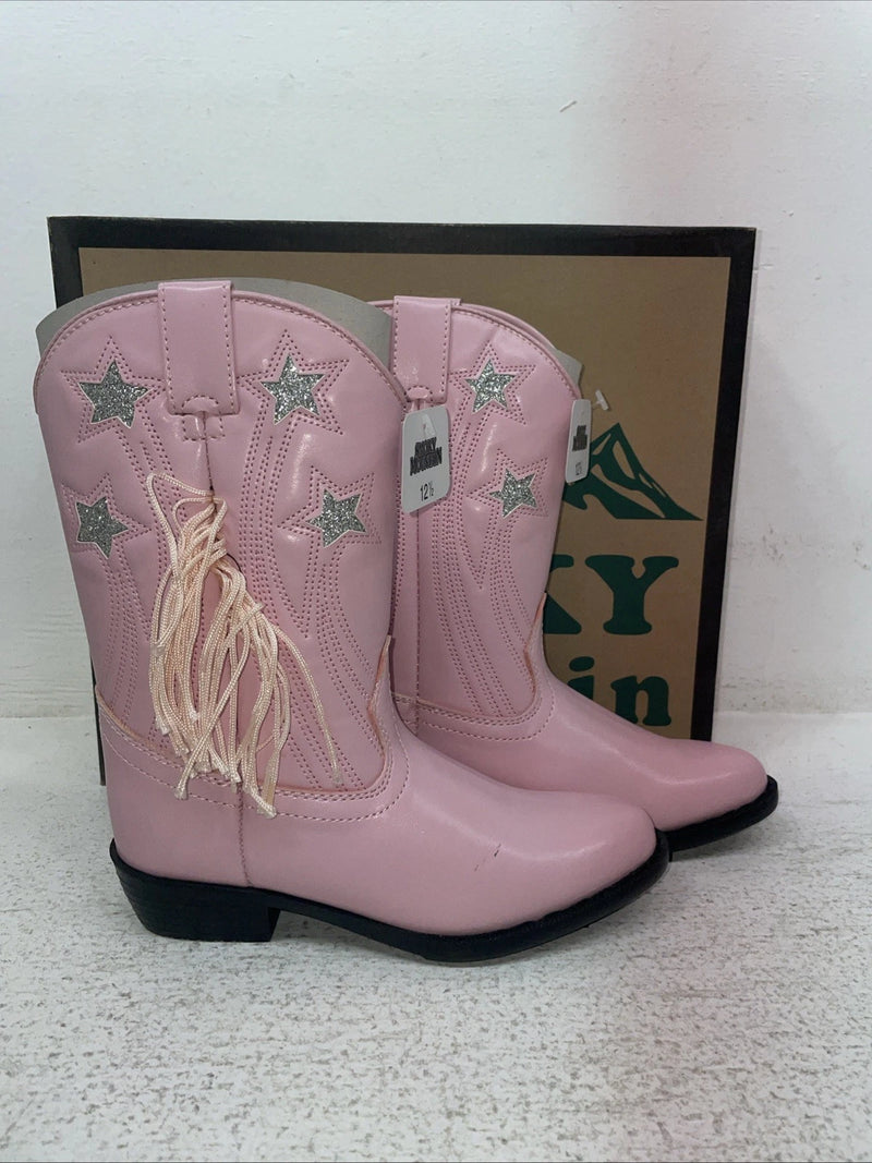 New Kids Pink With Fringe Smoky Mountain Cowboy Boots.12.5 12 1/2. 23-20