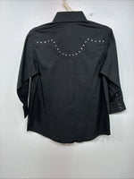 New Kids White Horse Black Gem Long Sleeve Pearl Snap Small MM-48