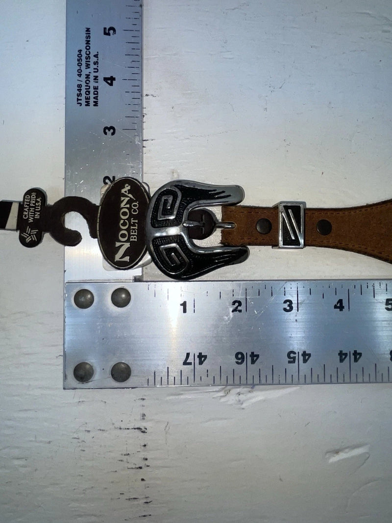 New Brown Genuine Leather Nocona Silver Animal Pendent 24” Belt #605 NN-62