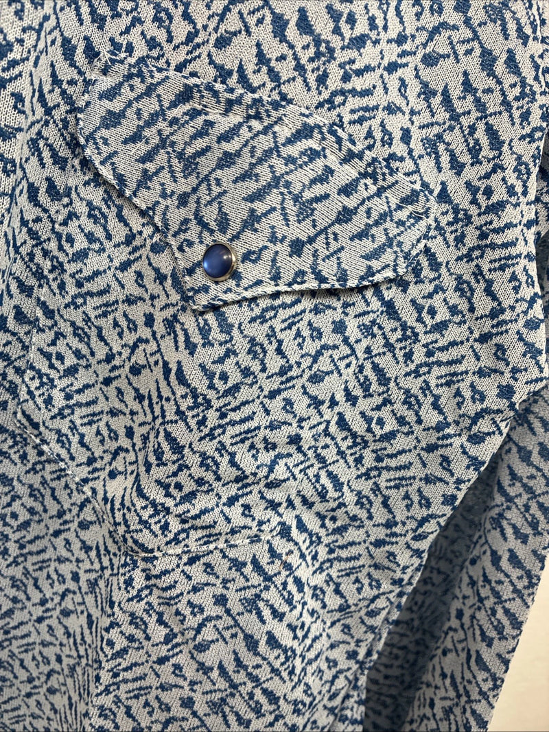 New Men’s Miller Blue Deigned Long Sleeve Pearl Snap 15 Medium II-104