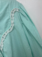 New Women’s Miss Rodeo Blue Design Long Sleeve Pearl Snap Size 10 TT-97