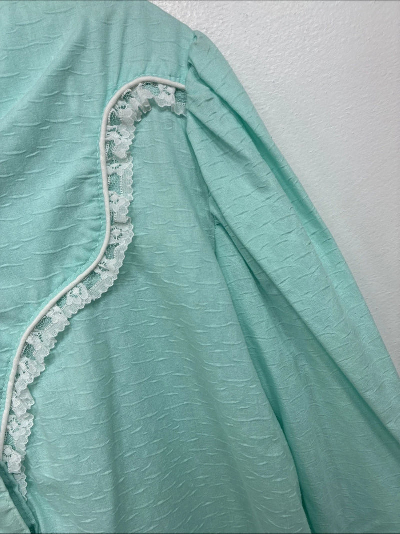 New Women’s Miss Rodeo Blue Design Long Sleeve Pearl Snap Size 10 TT-97