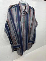 New Men’s ELY Cattleman Multiple Color Striped Long Sleeve Pearl Snap XL J-26