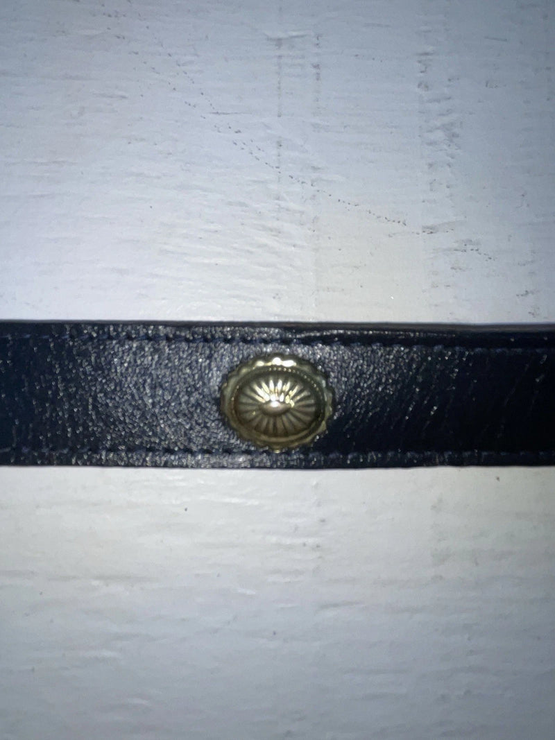 New Blue Genuine Leather Weight Gold Pendent 34” Belt #10493 JJ-20