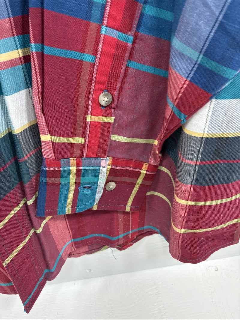 New Men’s Wrangler Multiple Color Plaid Long Sleeve Button Up 17 X 35 XL J-24