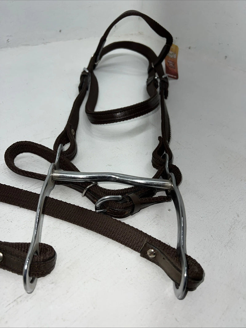 New Tough 1 Brown Nylon Browband Headstall With Bit Split Reins #42-7499 W-33