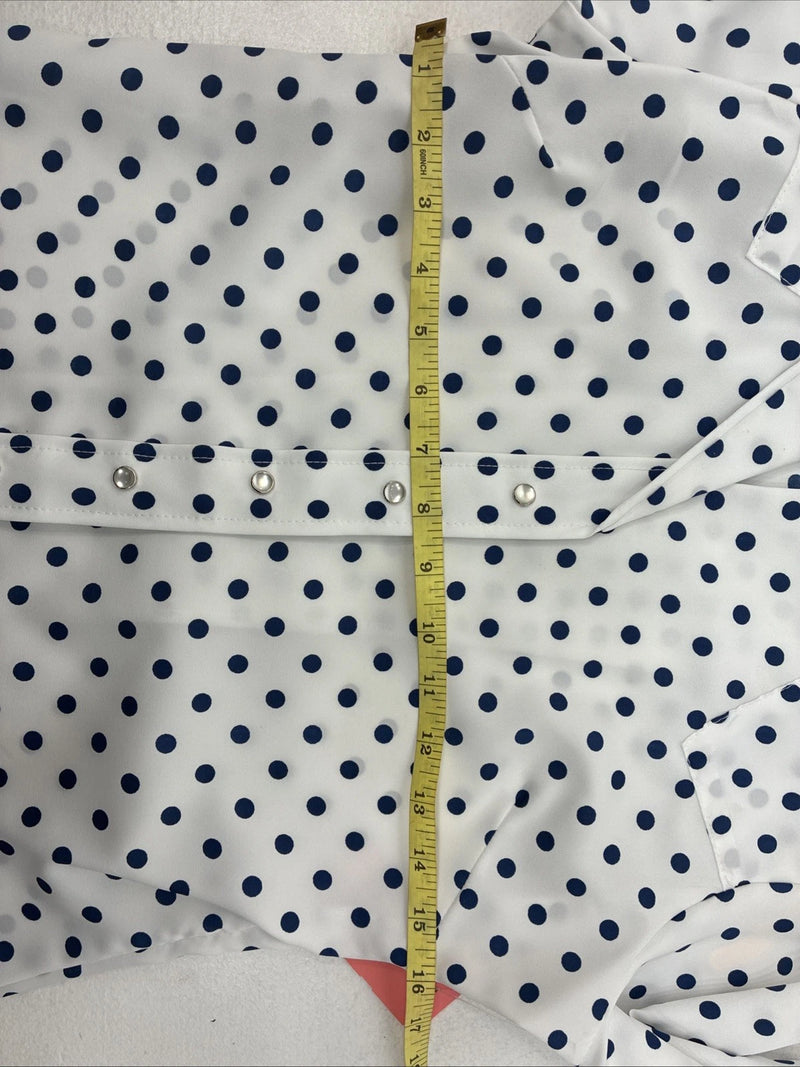 New Women’s Dickson Jenkins White Polkadot Long Sleeve Pearl Snap Size 32 KK-59