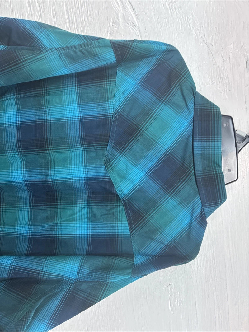 New Girls Cumberland Blue Plaid Long Sleeve Pearl Snap 3XL CC-112