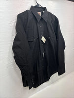 New Men’s ELY Cattleman Simple Black Long Sleeve Pearl Snap 16.5 Large M-54