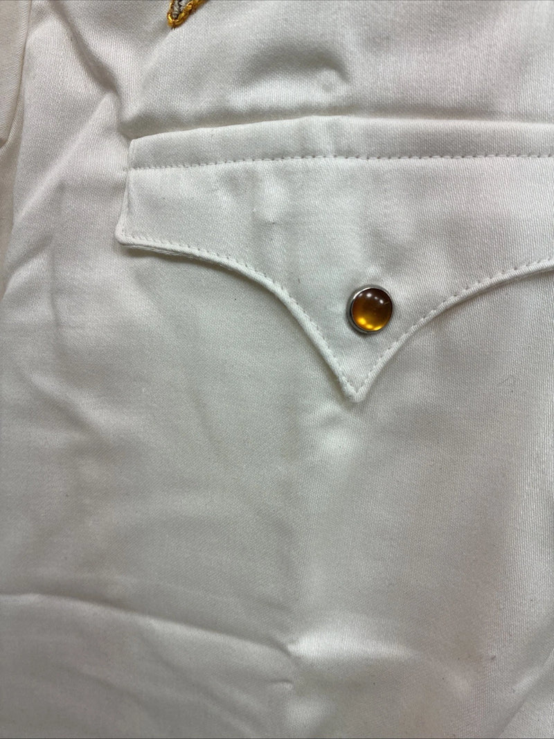 New Men’s Karman Yellow Embroidered Long Sleeve Pearl Snap 15 Medium M-88