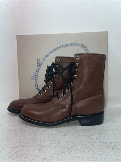 New Youth Brown Lace Up A Jama Product Cowboy Boots.  Y 5117 G 5.5 5 1/2. 2-136