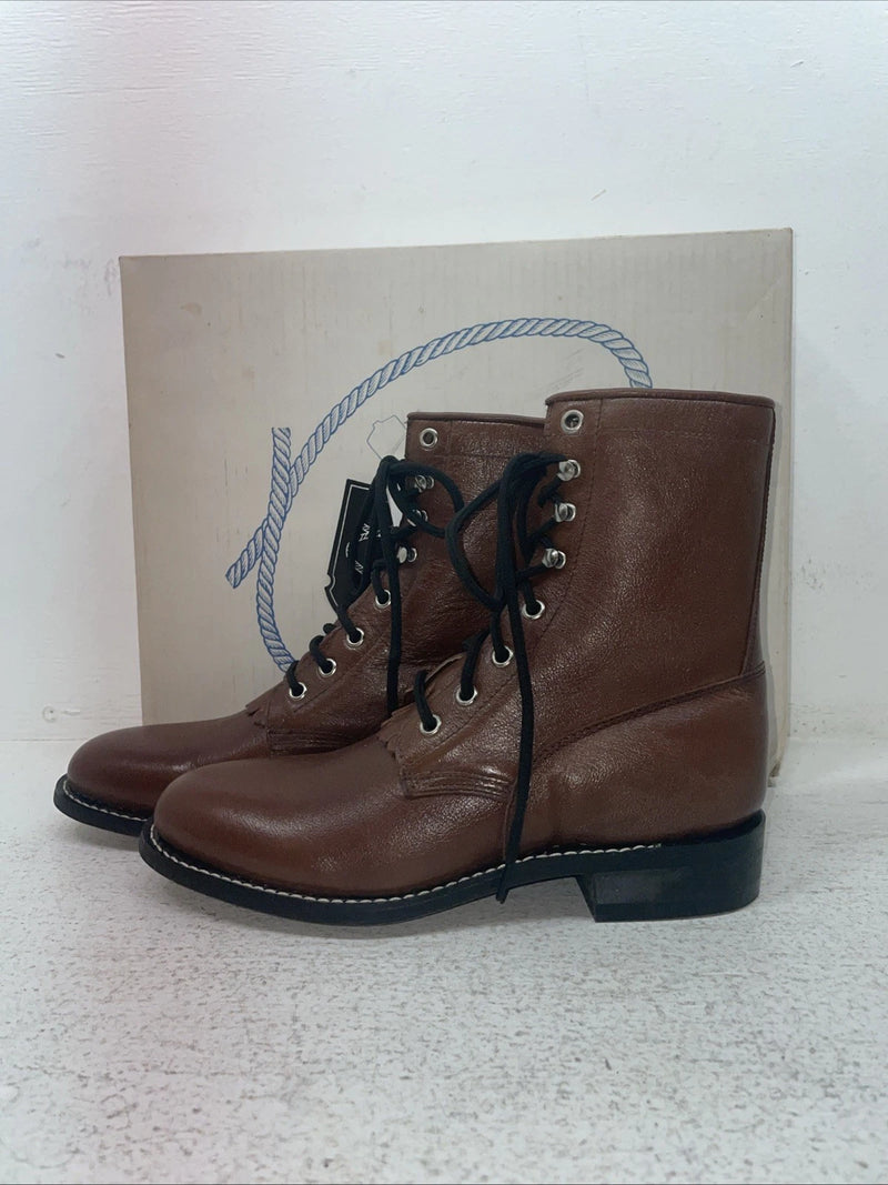New Youth Brown Lace Up A Jama Product Cowboy Boots.  Y 5117 G 5.5 5 1/2. 2-136